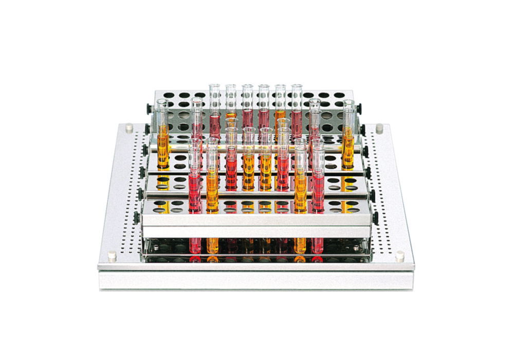 Test tube rack for shaking trays, stainless steel Test tube rack for shaking trays, stainless steel