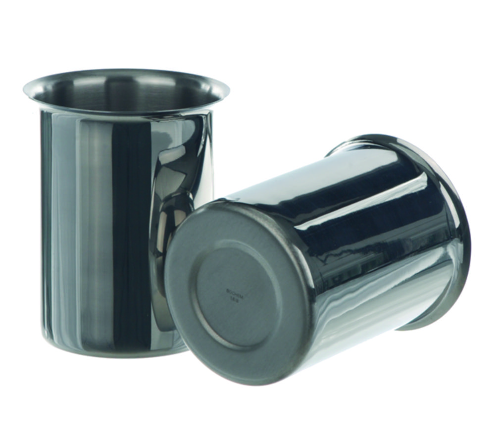 Beakers, stainless steel, with rim Beakers, stainless steel, with rim