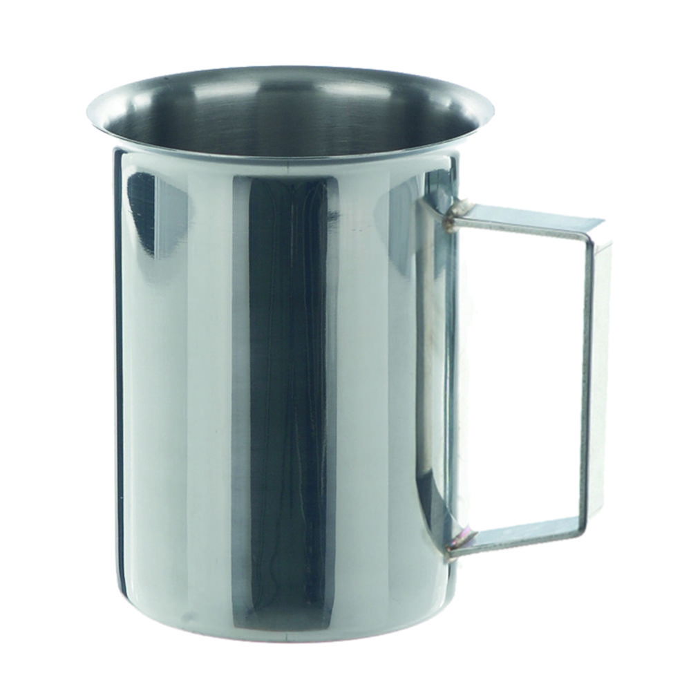 Beakers, stainless steel, with rim and handle Beakers, stainless steel, with rim and handle