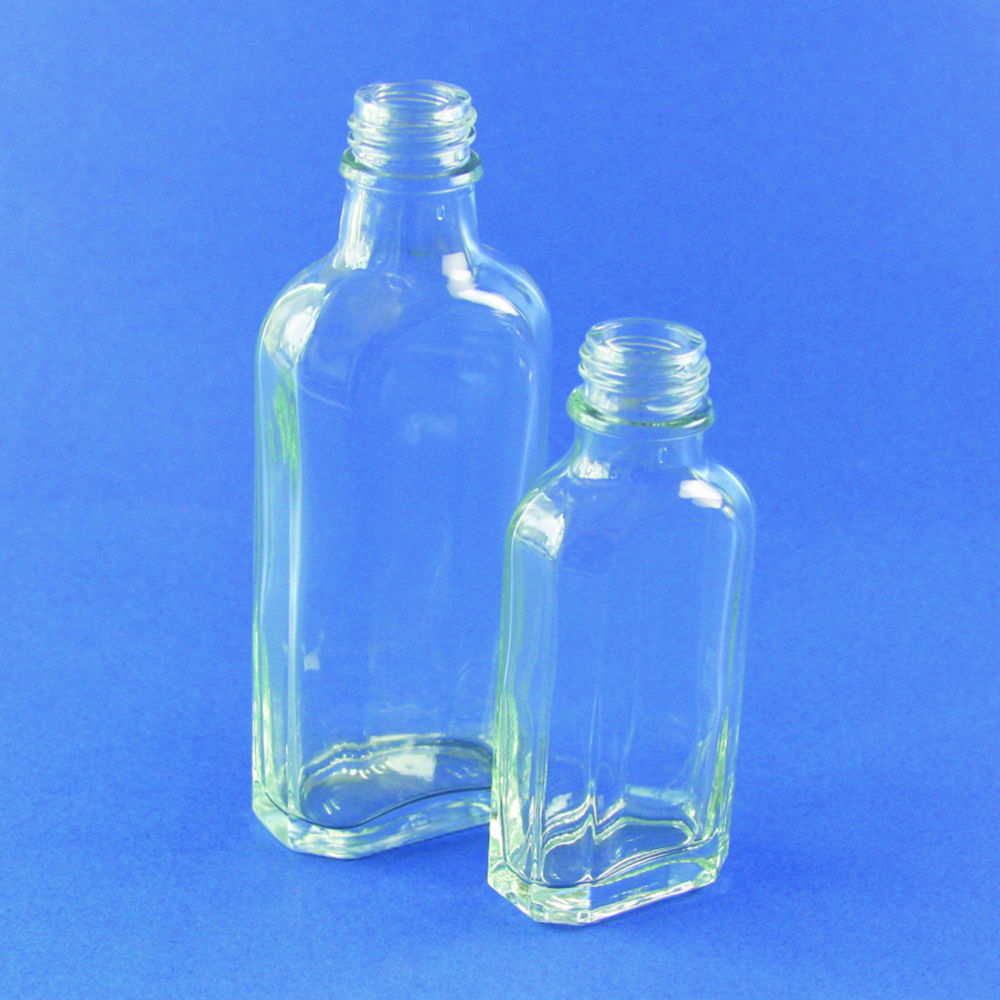 Bottles, glass, culture, flat, octagonal Bottles, glass, culture, flat, octagonal