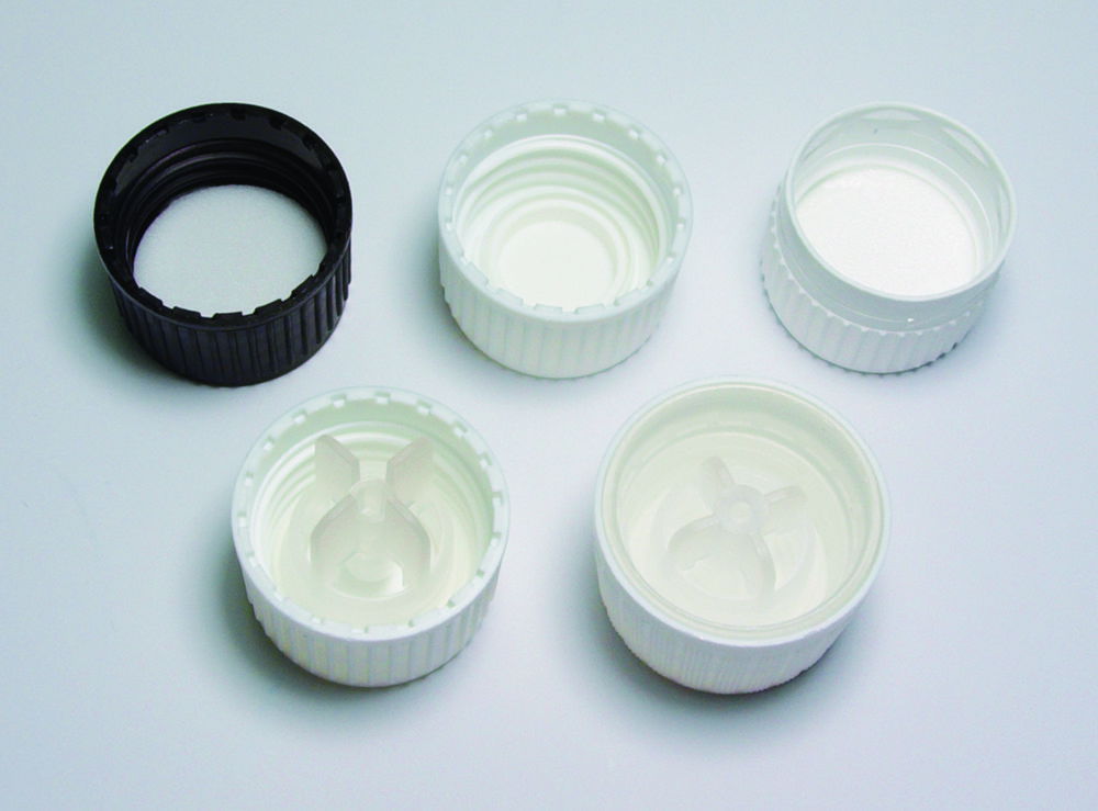 Tamper evident caps, for narrow-mouth bottles, PP 28