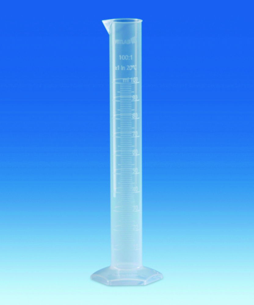 Measuring cylinders, PP, tall form, class B, moulded graduations Measuring cylinders, PP, tall form, class B, moulded graduations