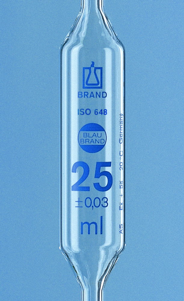 Volumetric pipettes, AR-glas®, class AS, 2 marks, blue graduation Volumetric pipettes, AR-glas®, class AS, 2 marks, blue graduation