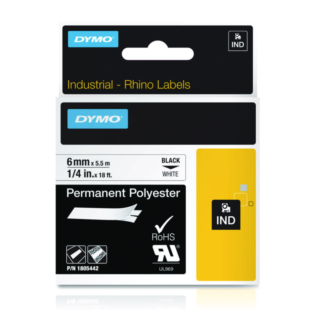 IND label tapes for label printers DYMO® Rhino™, polyester IND label tapes for label printers DYMO® Rhino™, polyester