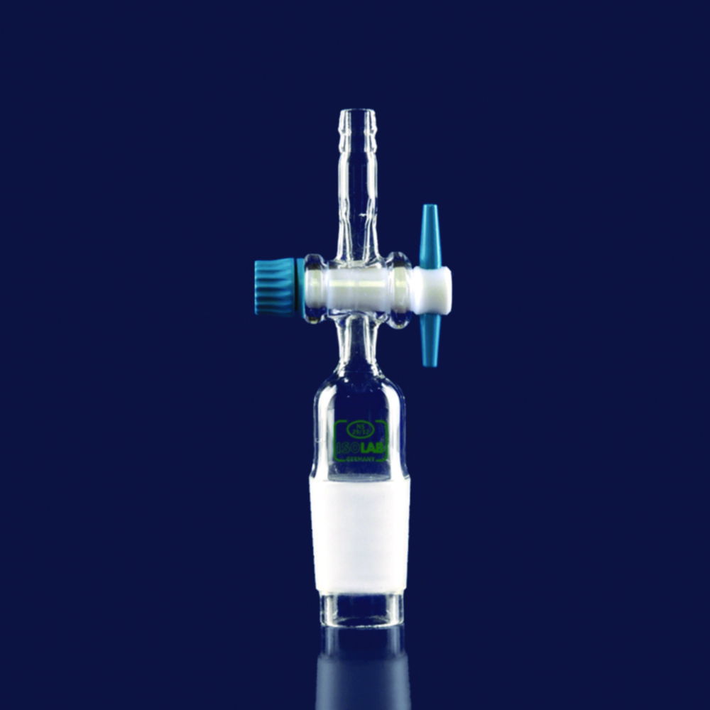 Adapter for tubing, borosilicate glass 3.3, straight, with stopcock Adapter for tubing, borosilicate glass 3.3, straight, with stopcock