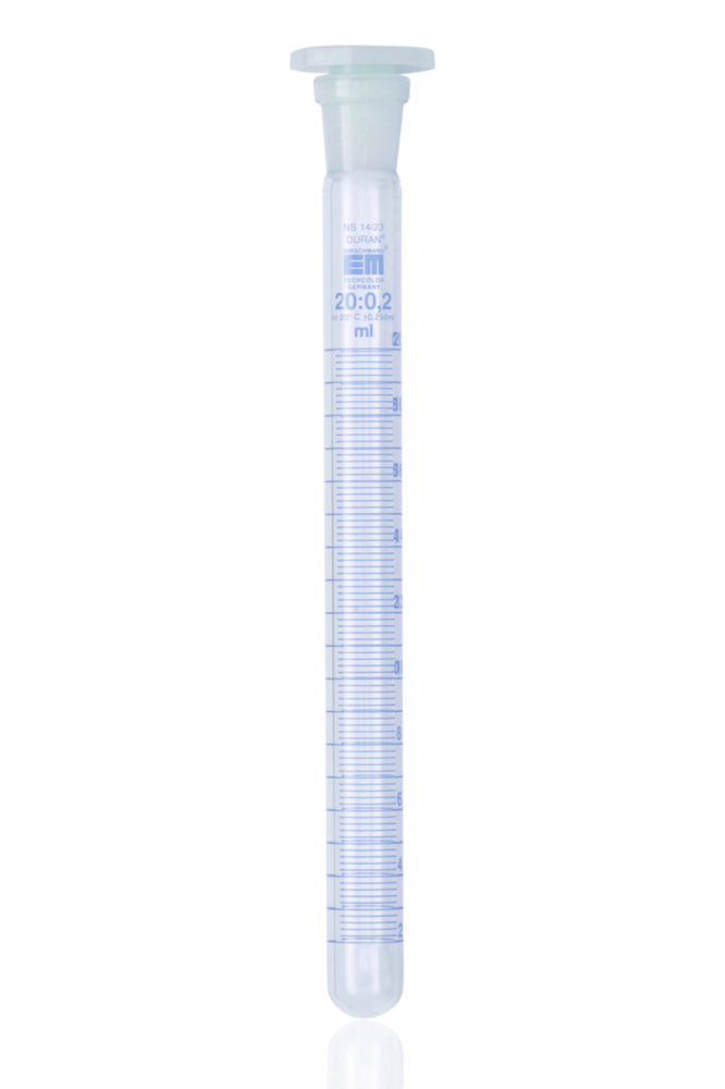 Test tubes, borosilicate glass 3.3, graduated, with stopper, PE Test tubes, borosilicate glass 3.3, graduated, with stopper, PE