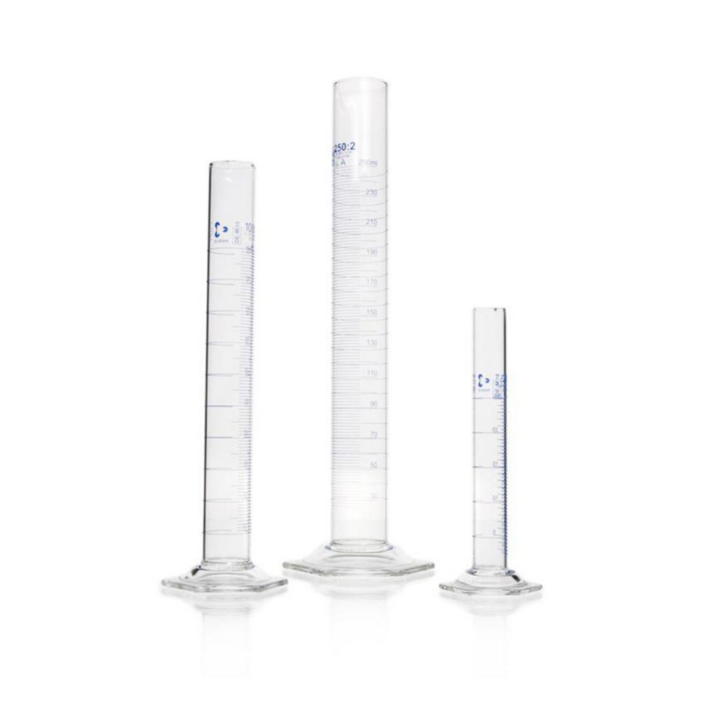 Measuring cylinders DURAN®, tall form, class A, blue graduations Measuring cylinders DURAN®, tall form, class A, blue graduations