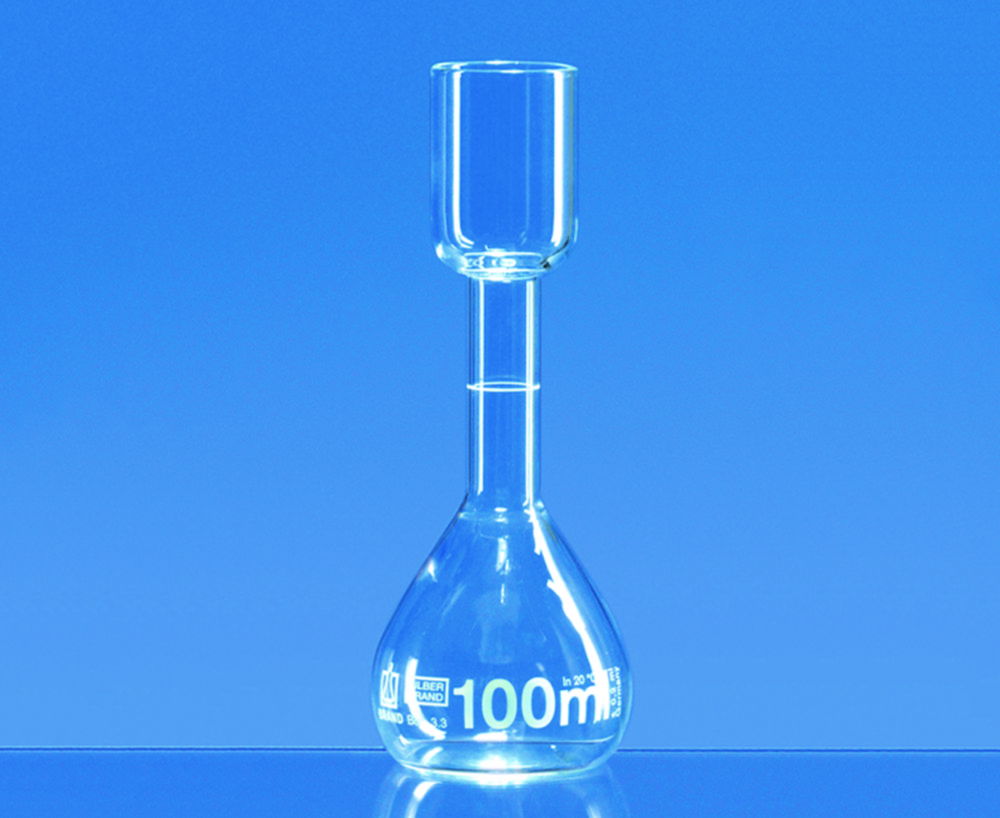 Volumetric flasks for sugar tests, Borosilicate glass 3.3, class B, white graduated Volumetric flasks for sugar tests, Borosilicate glass 3.3, class B, white graduated