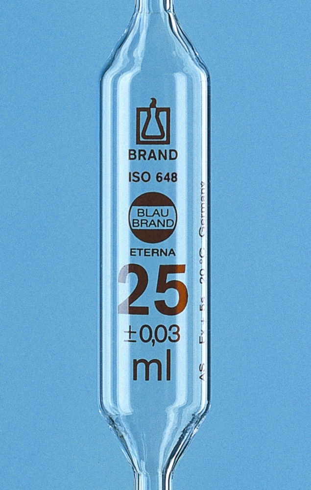 Volumetric pipettes, AR-glas®, class AS, 1 mark, amber graduation Volumetric pipettes, AR-glas®, class AS, 1 mark, amber graduation