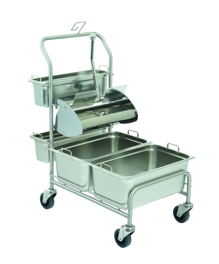 Cleaning trolleys Clino® CR1 FP-GMP / Clino® CR3 FP-GMP with flat wringer Ringo GMP®, stainless steel Cleaning trolleys Clino® CR1 FP-GMP / Clino® CR3 FP-GMP with flat wringer Ringo GMP®, stainless steel