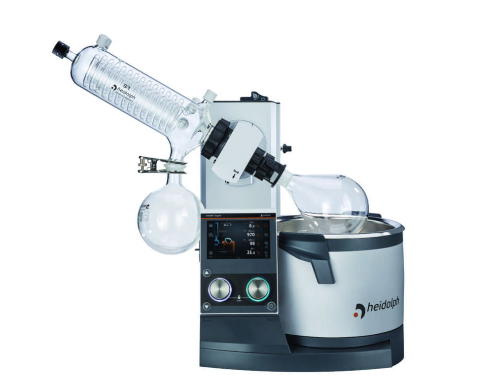 Rotary Evaporators Hei-VAP Expert Control, with motor lift, angled condenser Rotary Evaporators Hei-VAP Expert Control, with motor lift, angled condenser