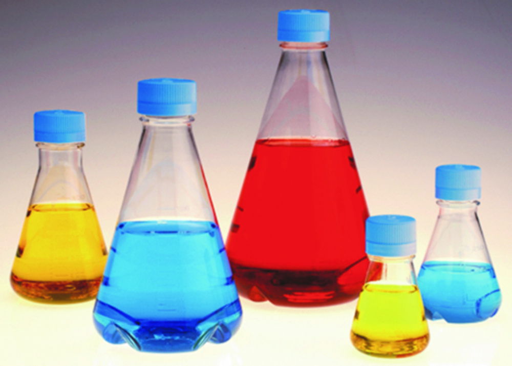 Disposable Erlenmeyer Flasks Nalgene™ with vented closure, PETG, sterile, with baffled bottom