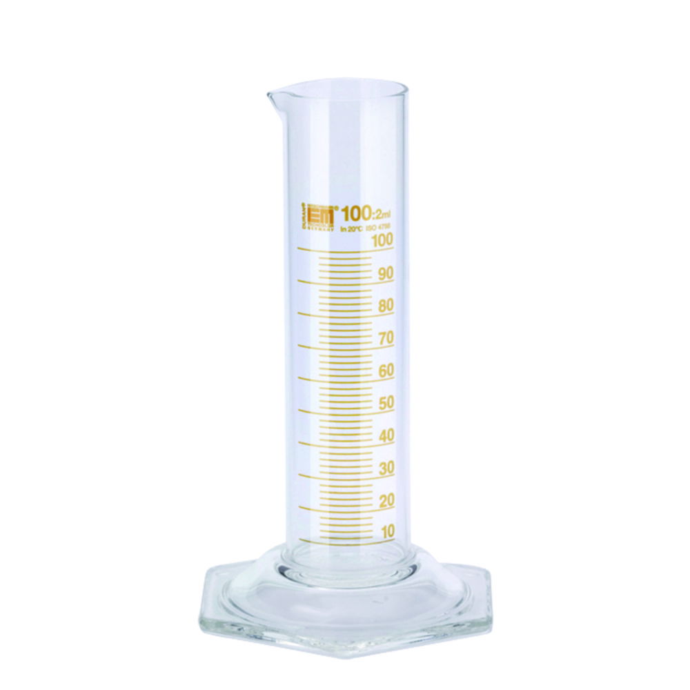Measuring cylinders, DURAN®, low form, class B, amber stain graduation Measuring cylinders, DURAN®, low form, class B, amber stain graduation