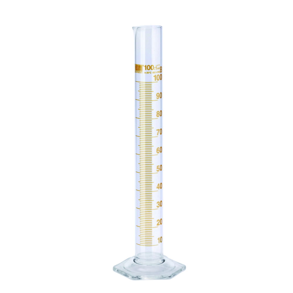 Measuring cylinders, DURAN®, tall form, class B, amber stain graduation Measuring cylinders, DURAN®, tall form, class B, amber stain graduation
