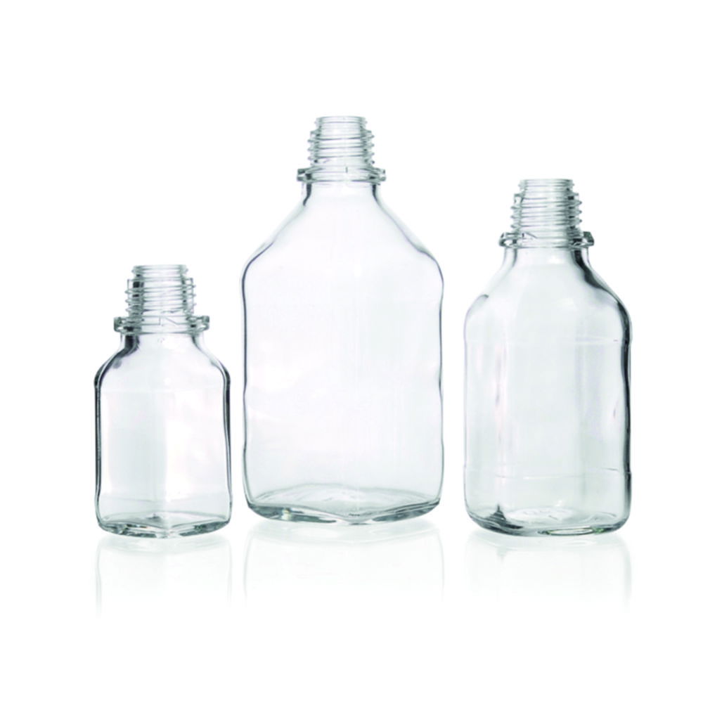Narrow-mouth square bottles, soda-lime glass Narrow-mouth square bottles, soda-lime glass