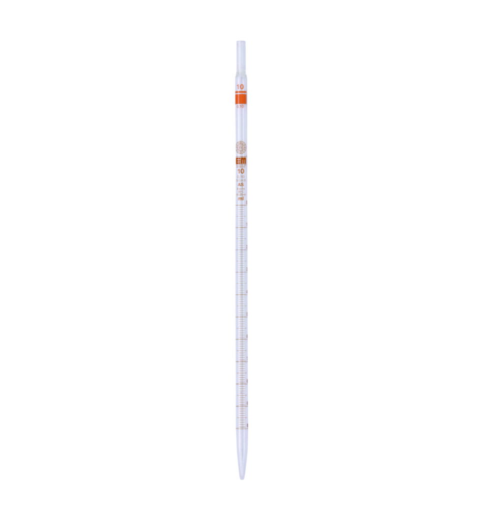 Measuring pipette, Soda-lime glass, class AS, brown graduation, type 1 Measuring pipette, Soda-lime glass, class AS, brown graduation, type 1