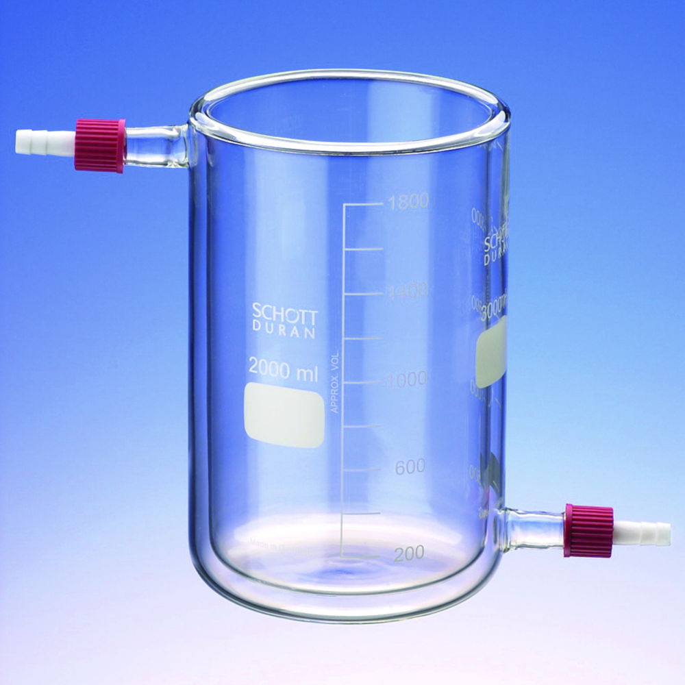 Beakers, glass, jacketed wiht PTFE-Olive, type T-GL Beakers, glass, jacketed wiht PTFE-Olive, type T-GL