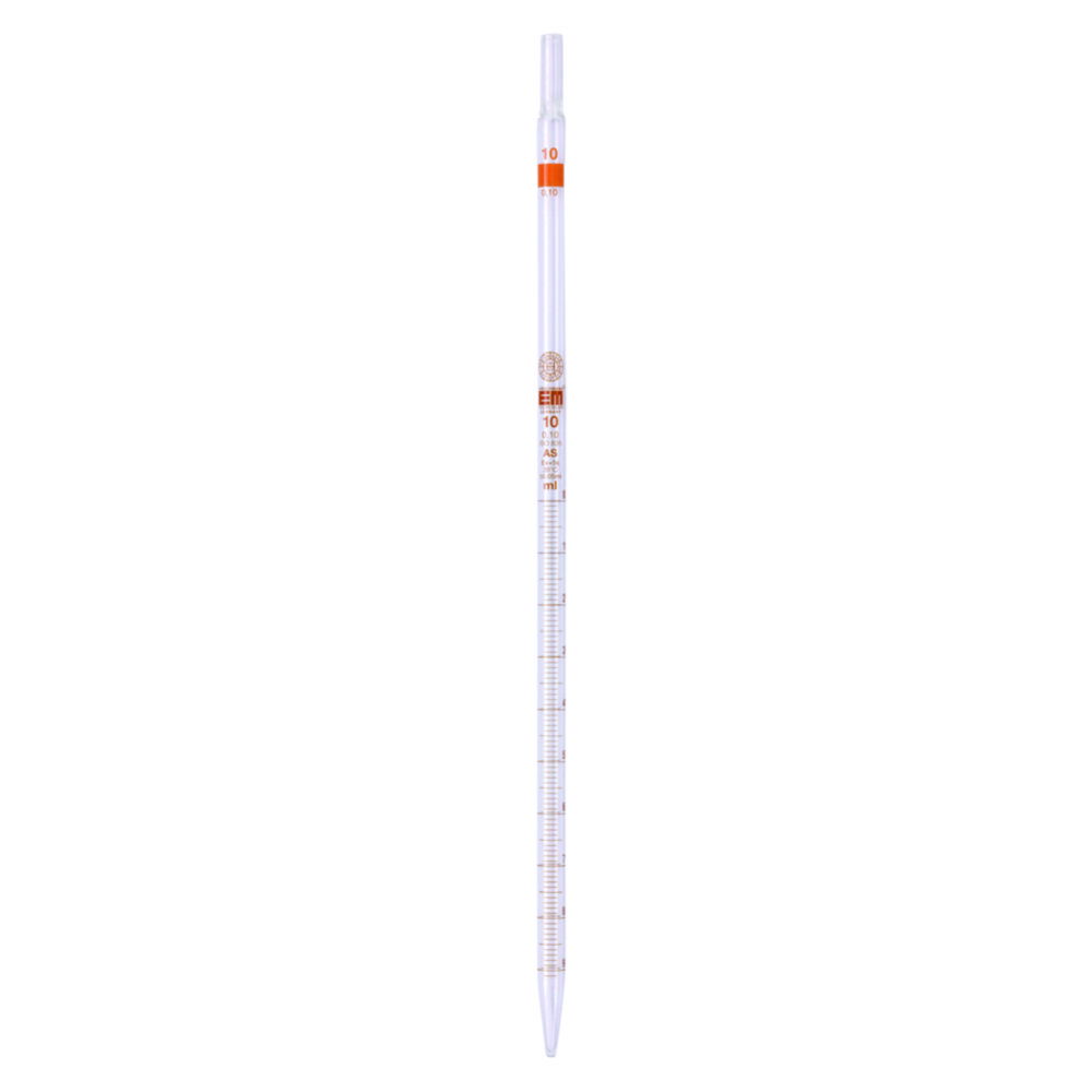 Graduated pipettes, Soda-lime glass, class AS, amber stain graduation, type 3 Graduated pipettes, Soda-lime glass, class AS, amber stain graduation, type 3