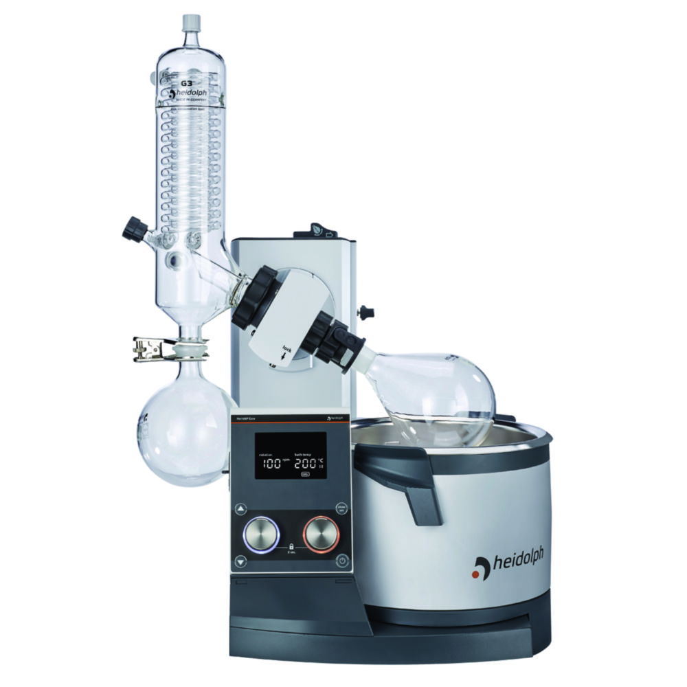 Rotary Evaporators Hei-VAP Core, with motor lift, vertical condenser Rotary Evaporators Hei-VAP Core, with motor lift, vertical condenser