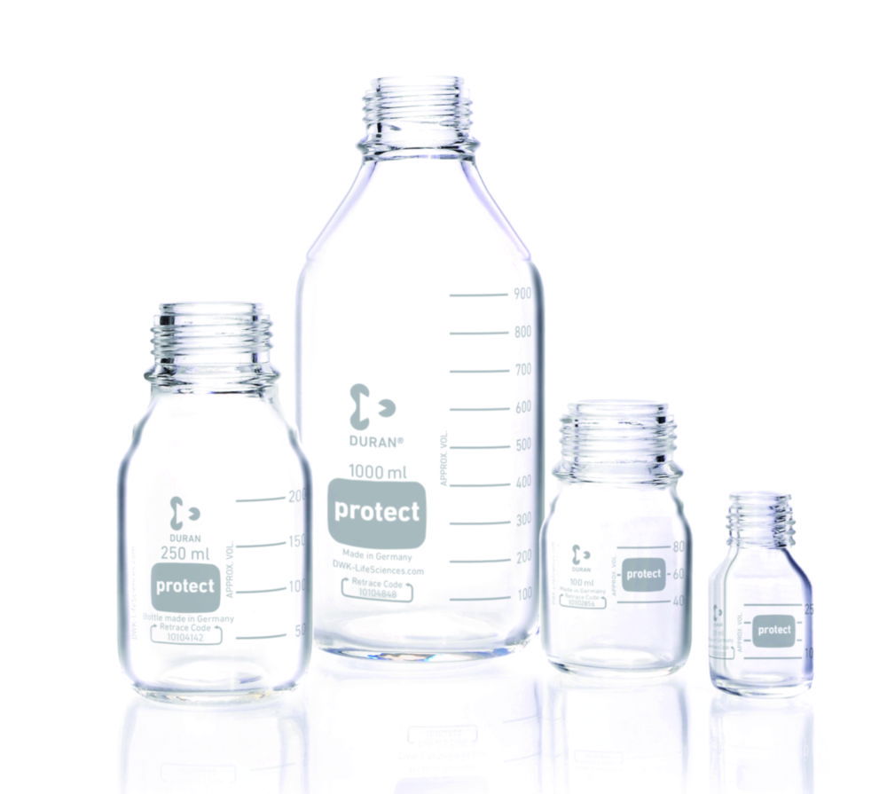 Laboratory bottles Protect DURAN®, with retrace code Laboratory bottles Protect DURAN®, with retrace code