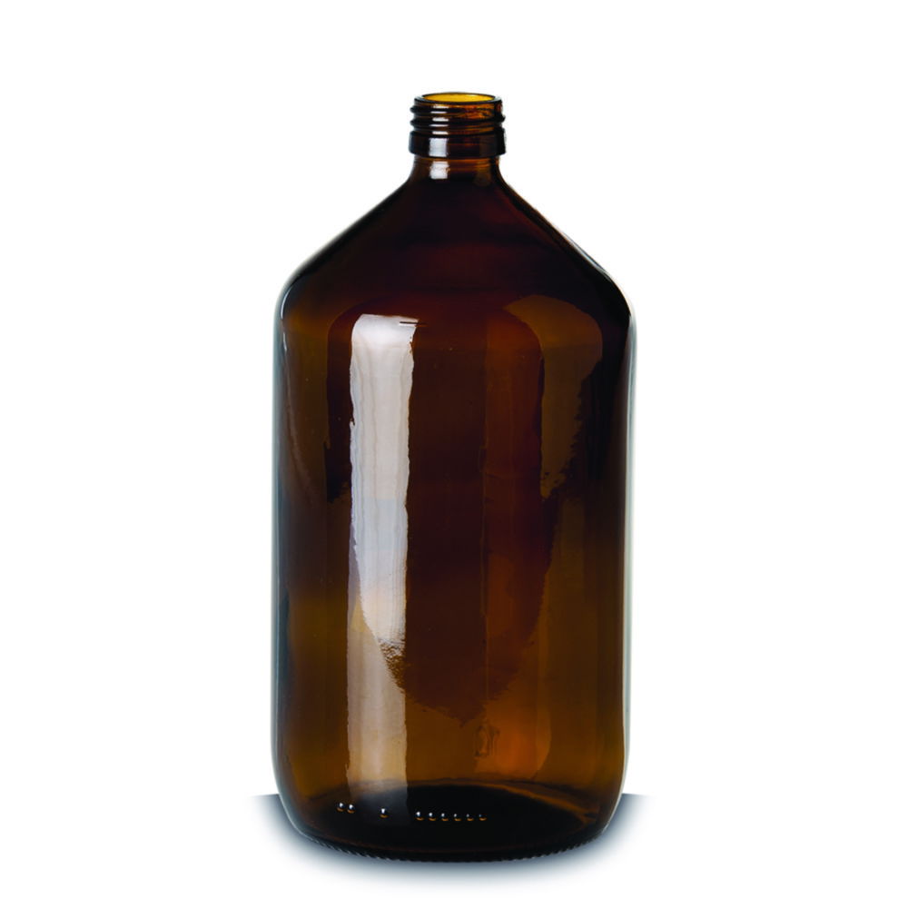 Narrow-mouth bottles without closure, soda-lime glass, brown, PP 28 Narrow-mouth bottles without closure, soda-lime glass, brown, PP 28