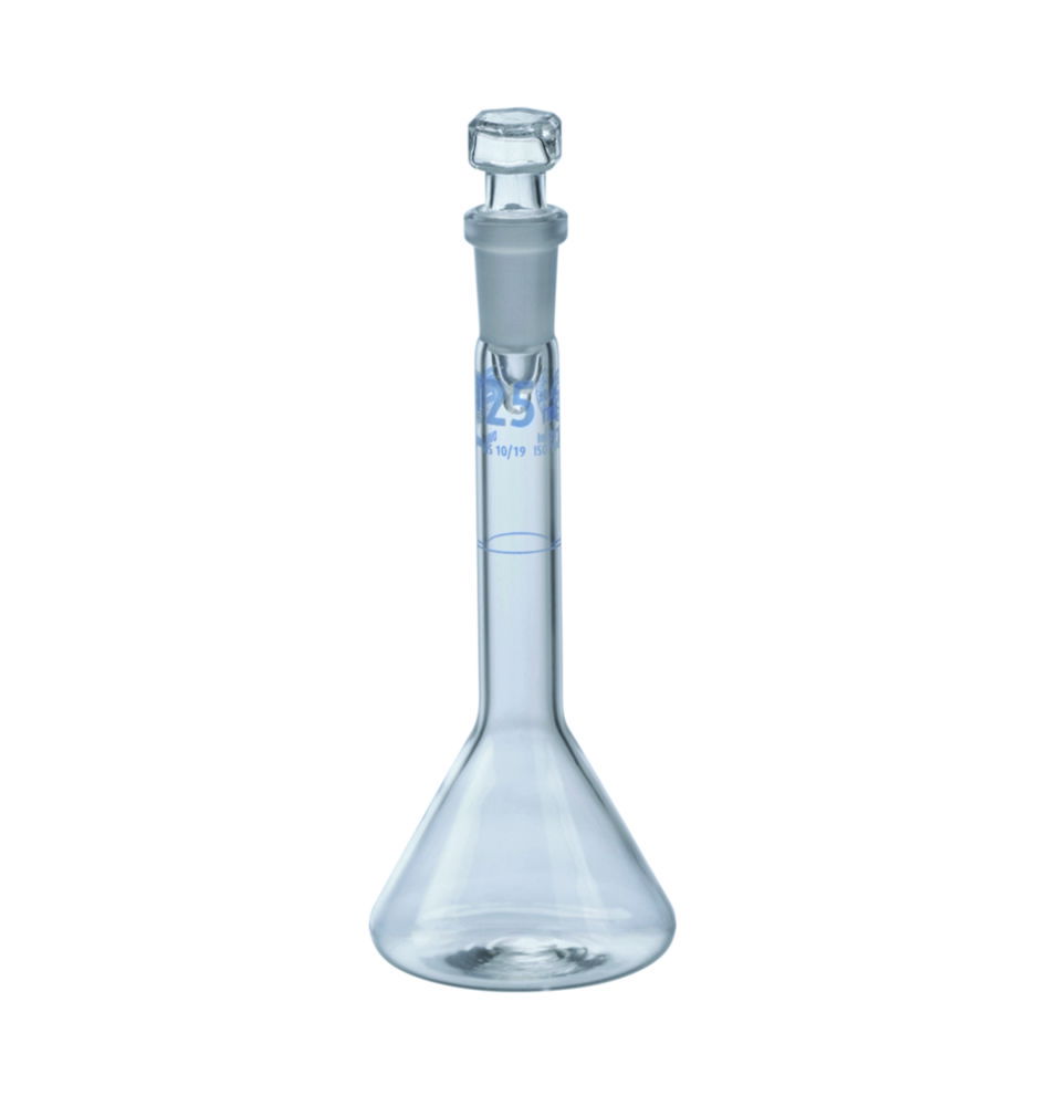 Volumetric trapezoidal flasks, DURAN®, class A, blue graduation, with glass stopper