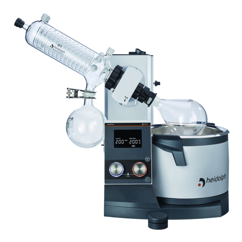 Rotary Evaporators Hei-VAP Core, with hand lift, angled condenser Rotary Evaporators Hei-VAP Core, with hand lift, angled condenser