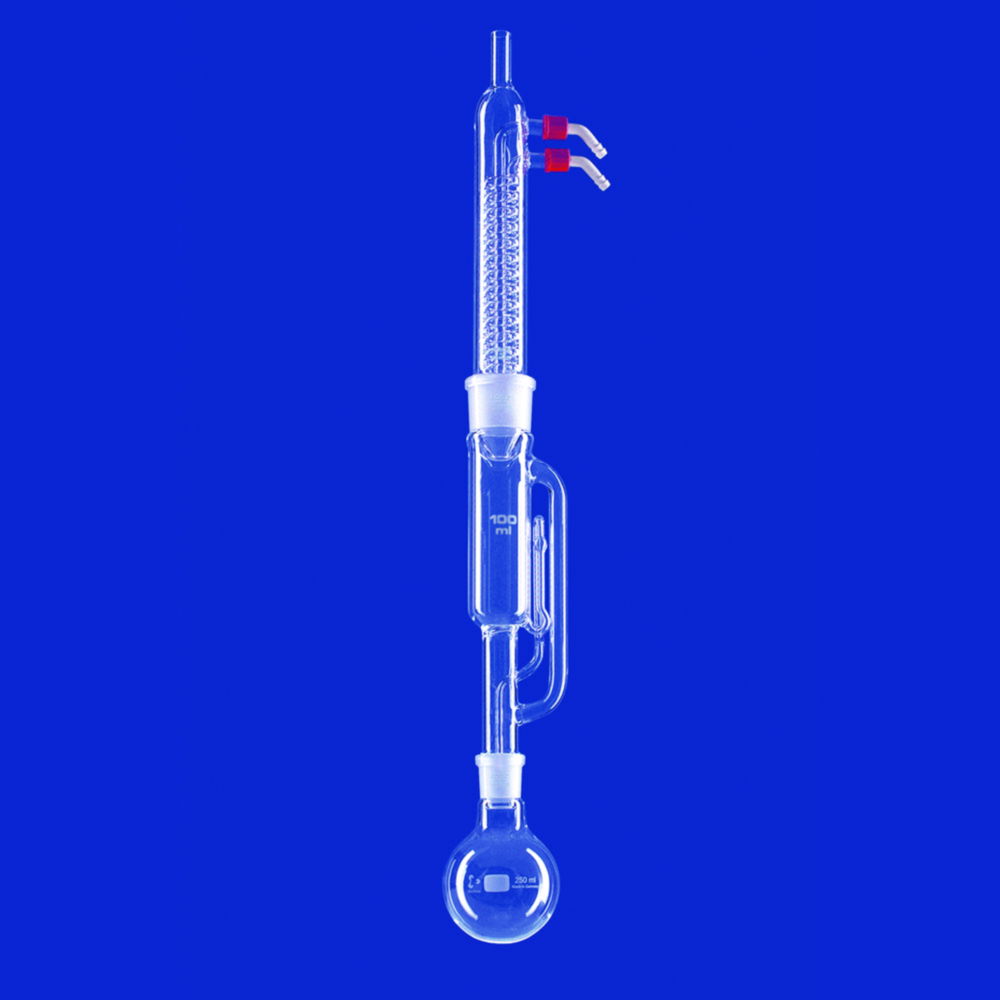 Extraction apparatuses acc. to Soxhlet, with Dimroth condenser, DURAN® tubing Extraction apparatuses acc. to Soxhlet, with Dimroth condenser, DURAN® tubing