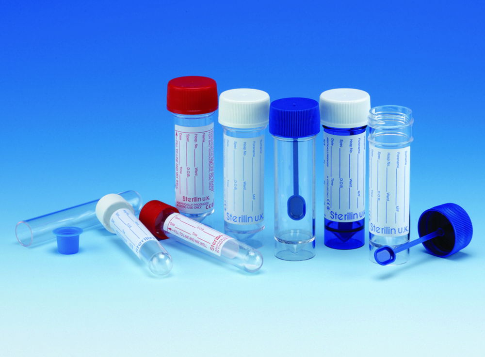Sample container, Sterilin™, PS, screw cap with sample spoon Sample container, Sterilin™, PS, screw cap with sample spoon