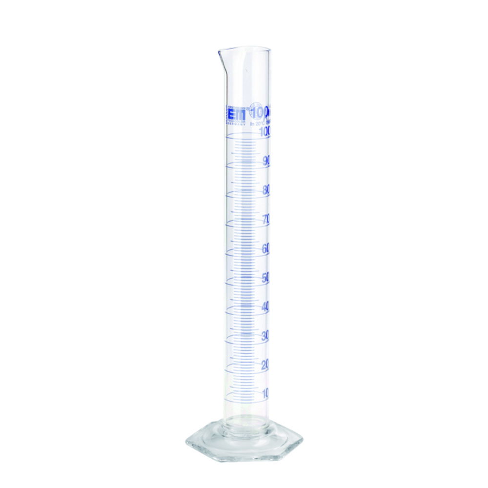 Measuring cylinders, DURAN®, tall form, class A, blue graduation Measuring cylinders, DURAN®, tall form, class A, blue graduation
