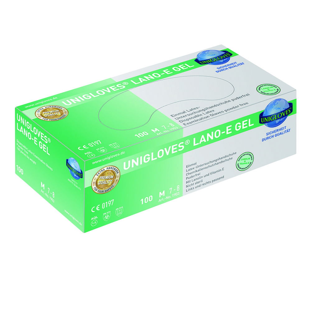Disposable Gloves LANO-E GEL, Latex Disposable Gloves LANO-E GEL, Latex