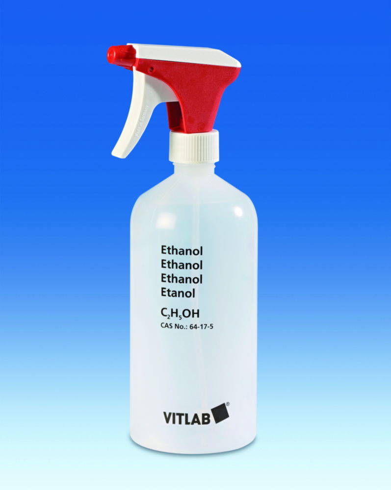 Spray bottles, LDPE, with imprint Ethanol