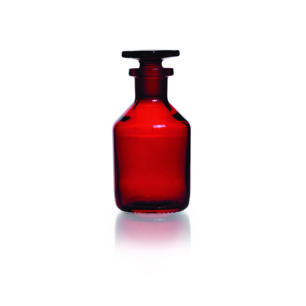 Narrow-mouth reagent bottles, soda-lime glass, amber glass
