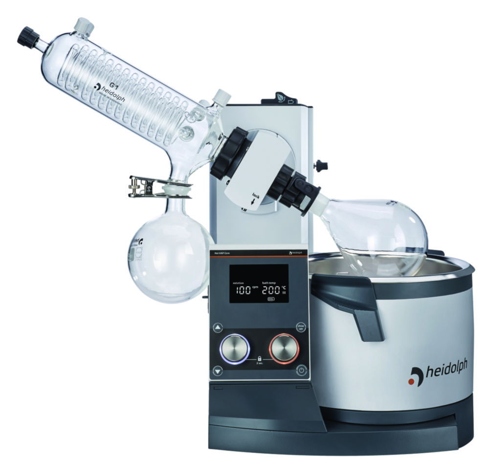 Rotary Evaporators Hei-VAP Core, with motor lift, angled condenser Rotary Evaporators Hei-VAP Core, with motor lift, angled condenser