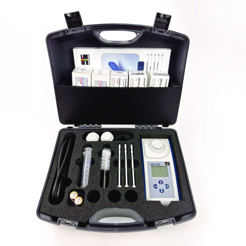 Photometer MD150 CL-Br-ClO2-O3-pH, with tablet reagents