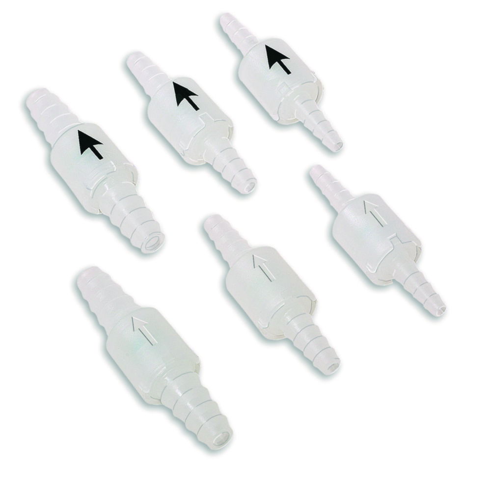 Non-return valves, PP, with black directional arrow Non-return valves, PP, with black directional arrow