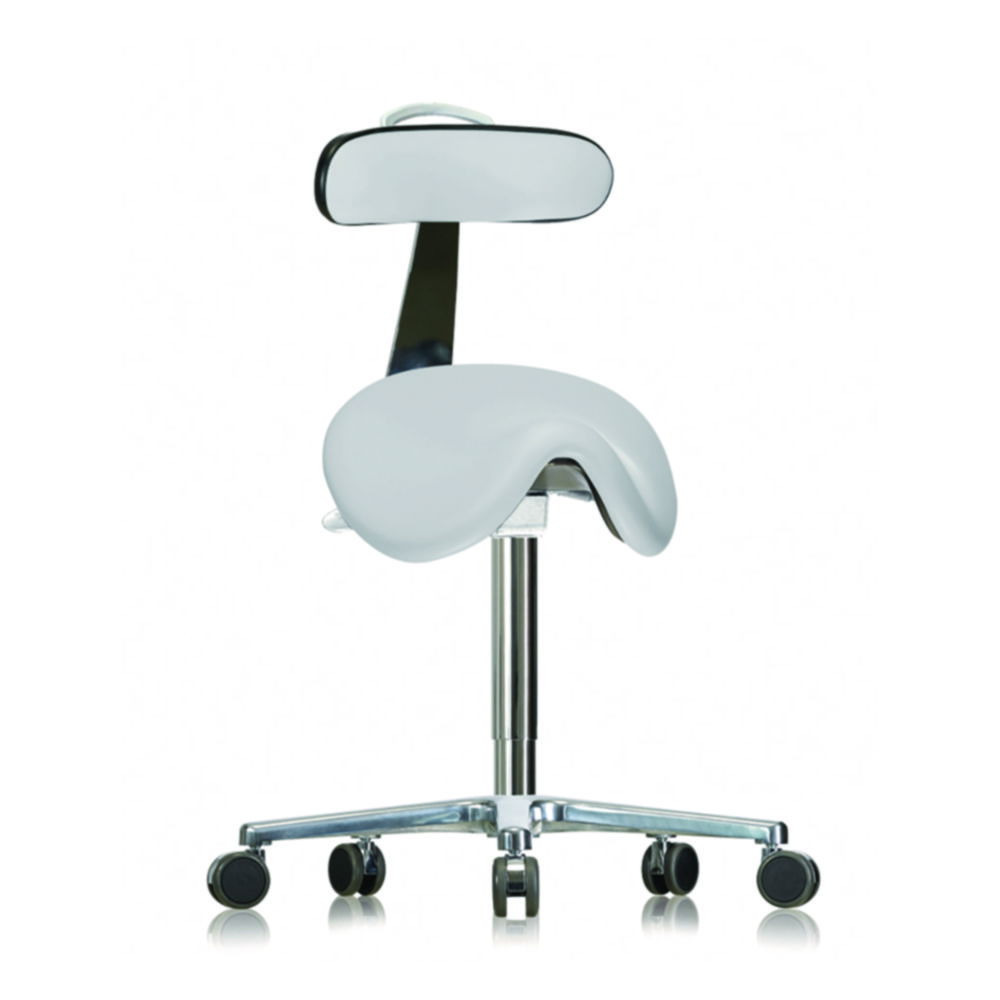 Saddle stool, GMP, with backrest Saddle stool, GMP, with backrest