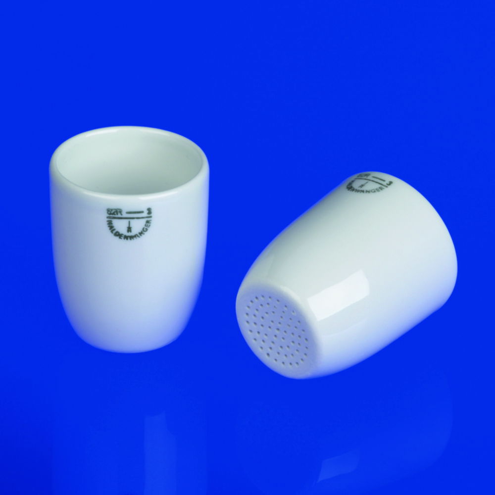 Gooch crucibles with perforated base, porcelain, tall shape