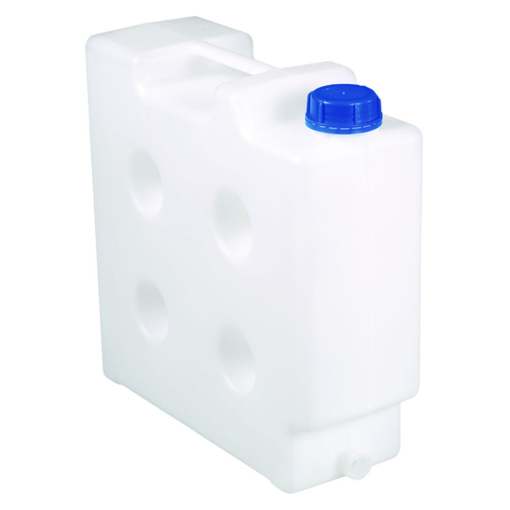 Space saving jerrycan Flachmann LaboPlast®, PP, with threaded connector