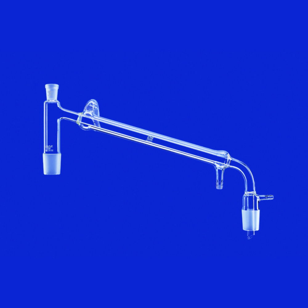 Distilling links with Liebig condenser and vacuum receiver adapter, DURAN® tubing