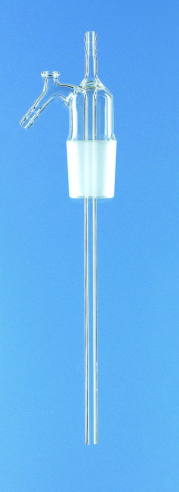 Pump head for glass reservoir bottle, for compact automatic burette