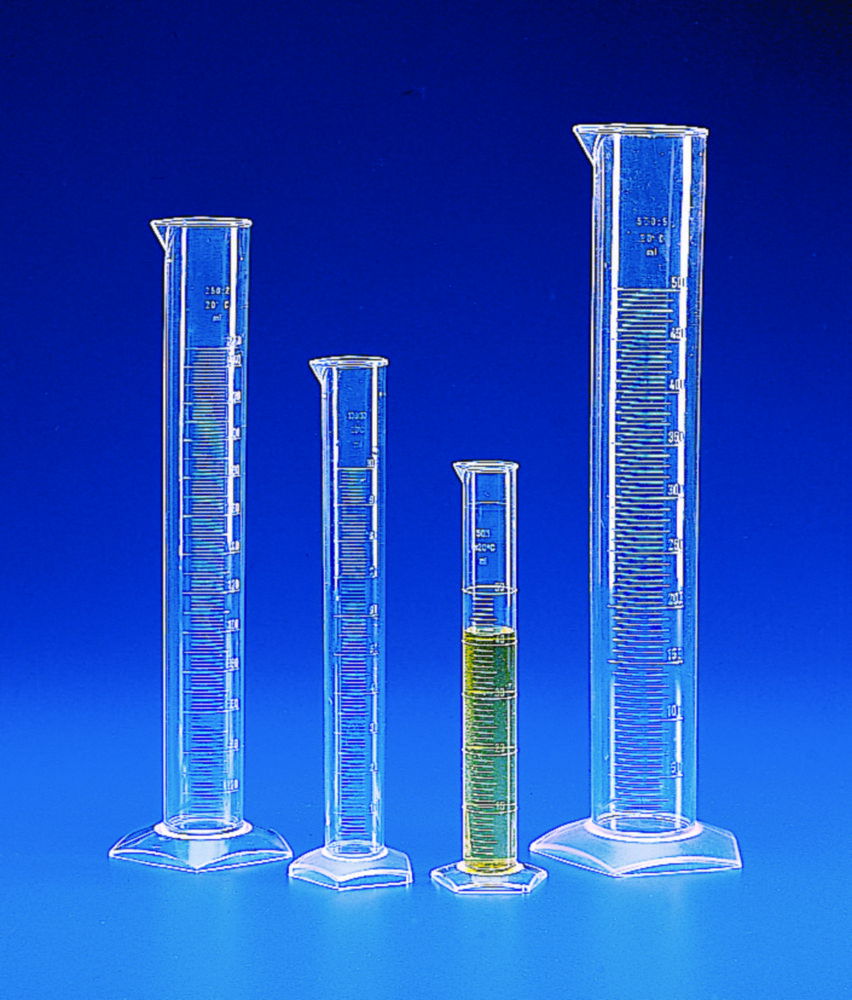 Measuring cylinders, PMP, tall form, class B, white graduations Measuring cylinders, PMP, tall form, class B, white graduations