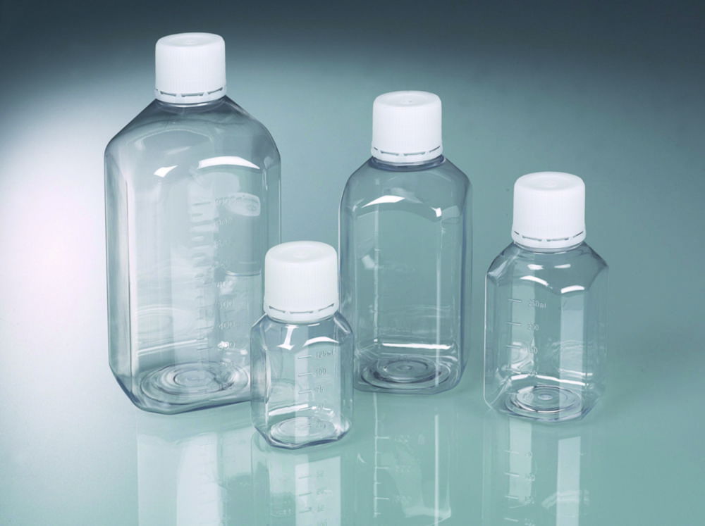 Laboratory bottle with tamper-proof closure, PET sterile Laboratory bottle with tamper-proof closure, PET sterile