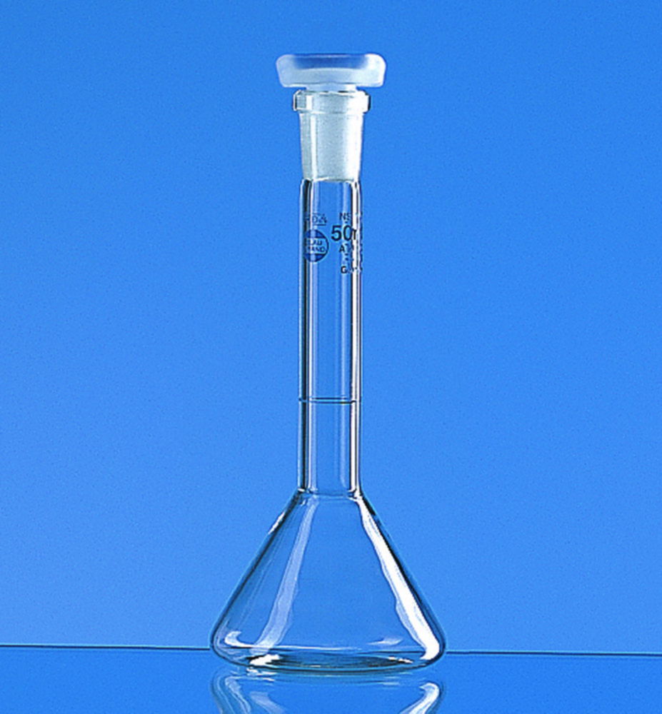Volumetric trapezoidal flasks, borosilicate glass 3.3, class A, blue graduations