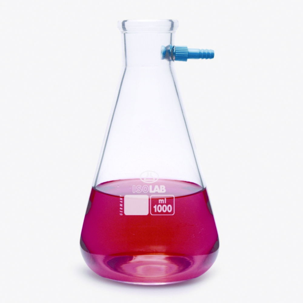 Filter flasks, Erlenmeyer shape, borosilicate glass 3.3, with PP olive Filter flasks, Erlenmeyer shape, borosilicate glass 3.3, with PP olive