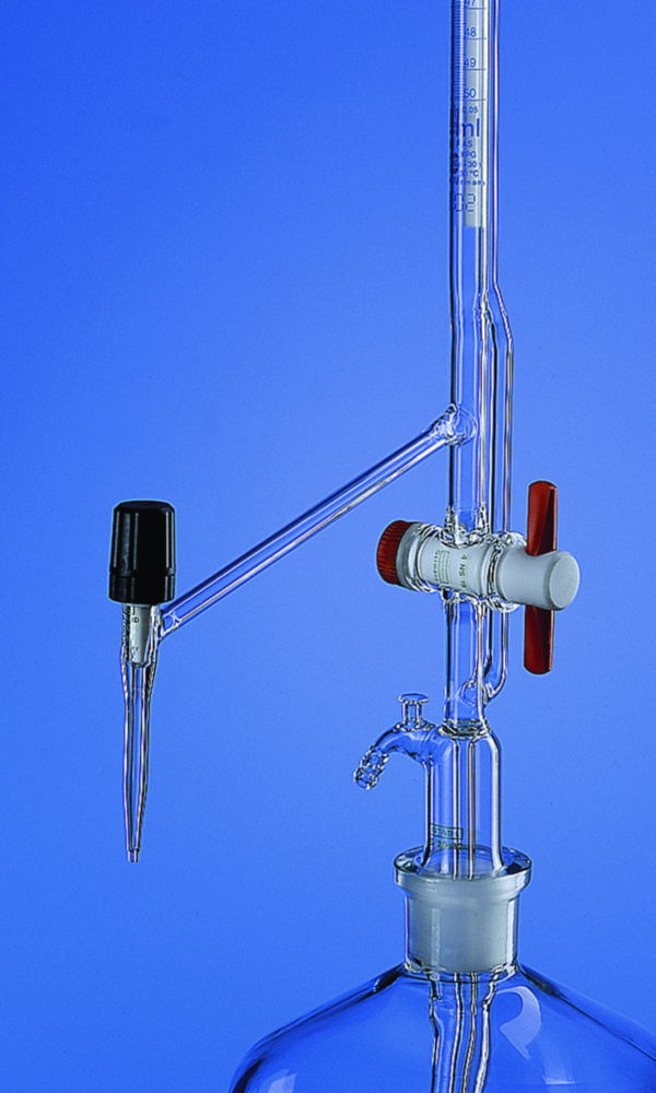 Automatic burettes, Pellet pattern, boro 3.3, with stopcock, class AS, without bottle