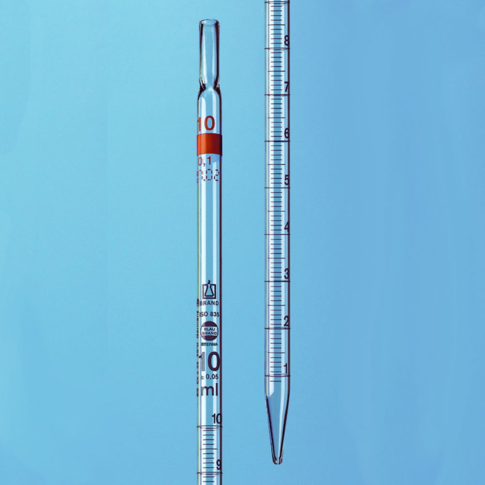 Graduated pipettes, total delivery, AR-glass®, class B, amber graduations, type 2 Graduated pipettes, total delivery, AR-glass®, class B, amber graduations, type 2