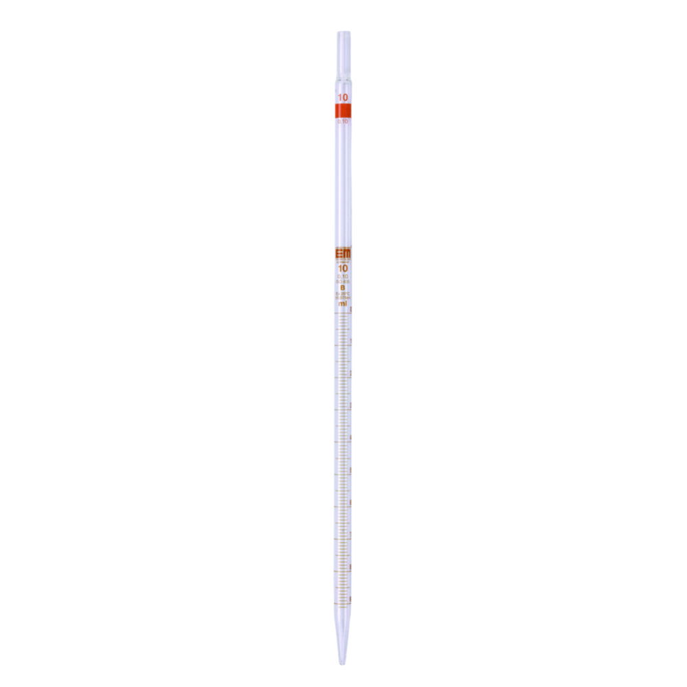 Graduated pipettes, Soda-lime glass, class B, amber stain graduation, type 3 Graduated pipettes, Soda-lime glass, class B, amber stain graduation, type 3