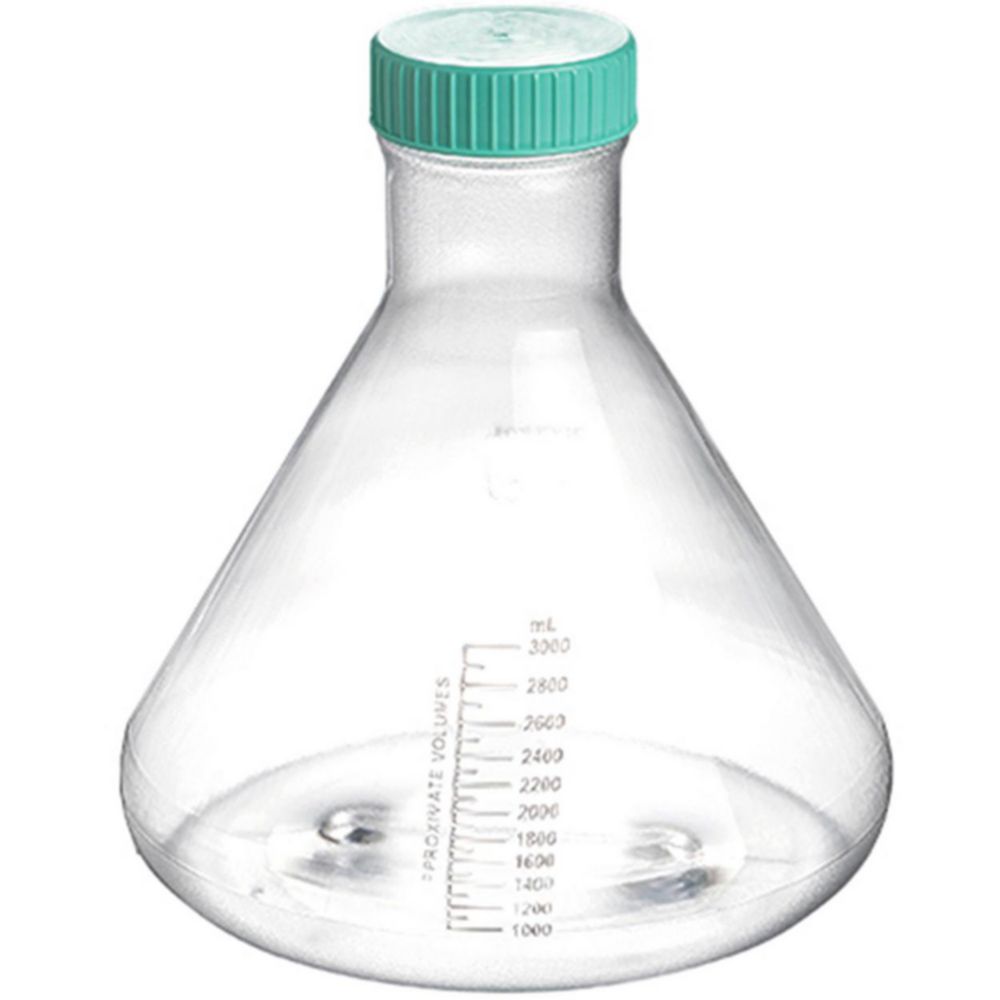 Erlenmeyer flasks, PC, with cap, HDPE