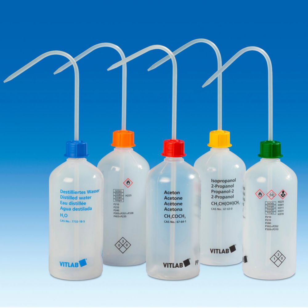 VITsafe™ Safety wash bottles, narrow neck, PP/LDPE VITsafe™ Safety wash bottles, narrow neck, PP/LDPE